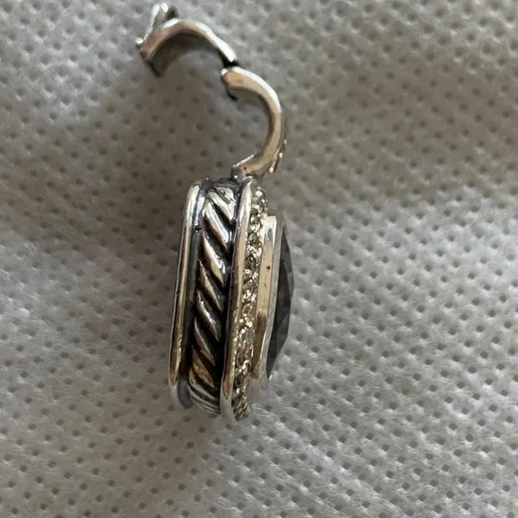 David Yurman Albion Necklace Pendant Smoky Quartz & Pave Diamond 18k & Sterling - Picture 9 of 13